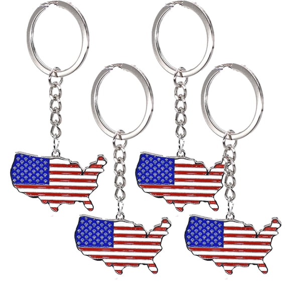 4 PCS USA Map Keychains US Keychain American Keyring Patriotic Keyring USA Keyring