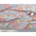 thumbnail image 3 of Soimoi Gray Cotton Cambric Fabric Floral & Pigeon Bird Print Fabric by Yard 42 Inch Wide, 3 of 3