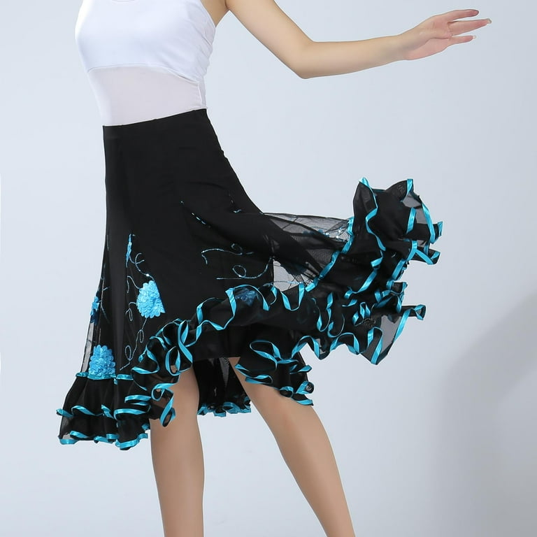 Elegant Ballroom Dance Skirt Dancing Practice Party Long Swing