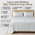 thumbnail image 4 of Amay Luxury Satin Silk Bed Sheet Set - 4 Piece Bedding Set with Fitted Sheet, Flat Sheet & 2 Pillowcases - Ultra Soft, Smooth, Wrinkle Resistant ( Twin, White ), 4 of 6
