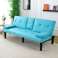 thumbnail image 5 of CQSXDA  67-Inch PVC Folding Sofa Bed with Built-In Cup Holder  for Transforming Living Space to Guest Room, Blue, 5 of 16