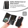 thumbnail image 6 of Asuwish Phone Case for iPhone 15 6.1 inch Zipper Wallet Detachable Cell Cover with Tempered Glass Screen Protector Crossbody Lanyard Strap Bling Glitter Flip Card Holder Slot iP15 Women Girls Black, 6 of 8