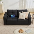 thumbnail image 4 of LAZZO 65" Loveseat Sofa with USB Charging Ports, 2-Seat Faux Leather Couch for Living Room & Office, Black, 4 of 9