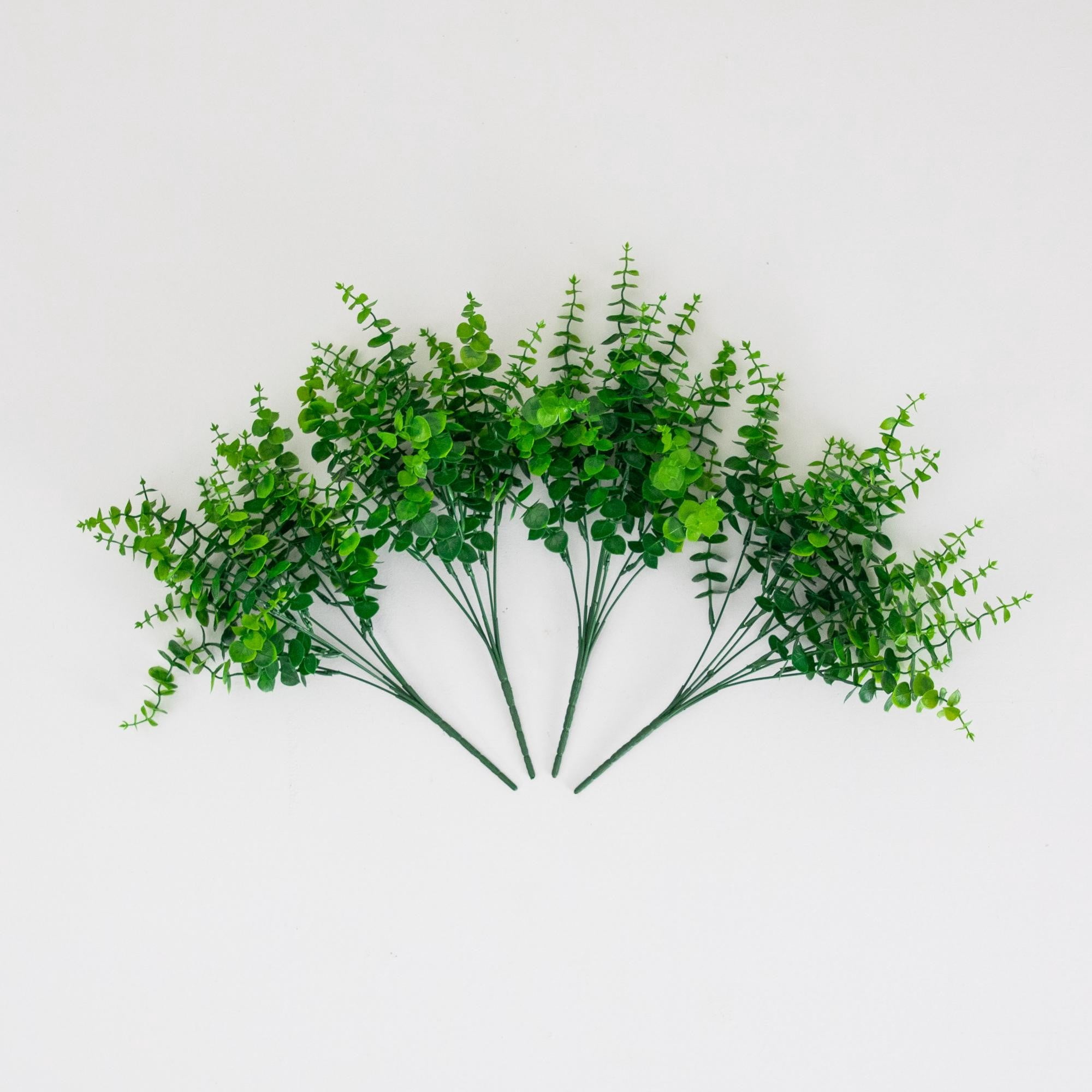 15in. UV Resistant Artificial Eucalyptus Bush (Indoor/Outdoor) - Set of 4