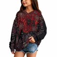 thumbnail image 2 of Grblisyd Halloween Hoodies for Girls Casual Long Sleeve Pullover Hoodie Fashion Skeleton Floral Print Sweatshirt with Kangaroo Pocket, 2 of 5