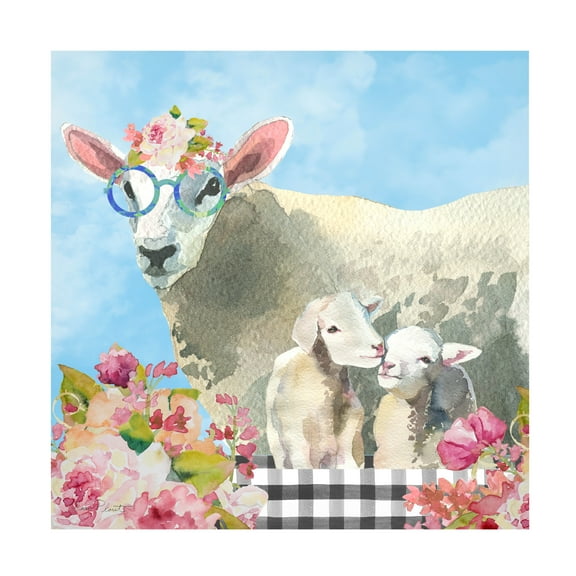 Canvas Wall Art - Jean Plout 'Farm Animal Beauties B' Wall Art for Living Room, Bedroom, or Office DÃ©cor by Trademark Fine Art - 14 x 14 Inches