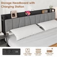 thumbnail image 4 of Upholstered Platform Bed Frame with Charging Station, Storage Drawers, Tall Headboard, Heavy Duty Steel Slats, No Box Spring Needed, Queen, Black, 4 of 7