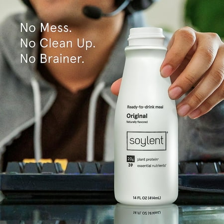 Soylent Vegan Meal Replacement Shake 14 Oz Ready to Drink Plant Protein Shakes, 12 Pack, Original