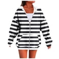 thumbnail image 3 of Scyoekwg Zip Up Jackets for Women Fall Fashion Striped Long Sleeve Sweatshirt Oversized Hooded Y2k Streetwear Outwear With Pocke (White,XXL), 3 of 4