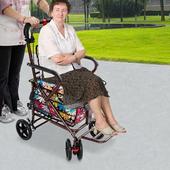 20.47*22.05*35.43in Modern Rectangular Floorstanding Foldable Shopping Cart with Seat for Placing Groceries