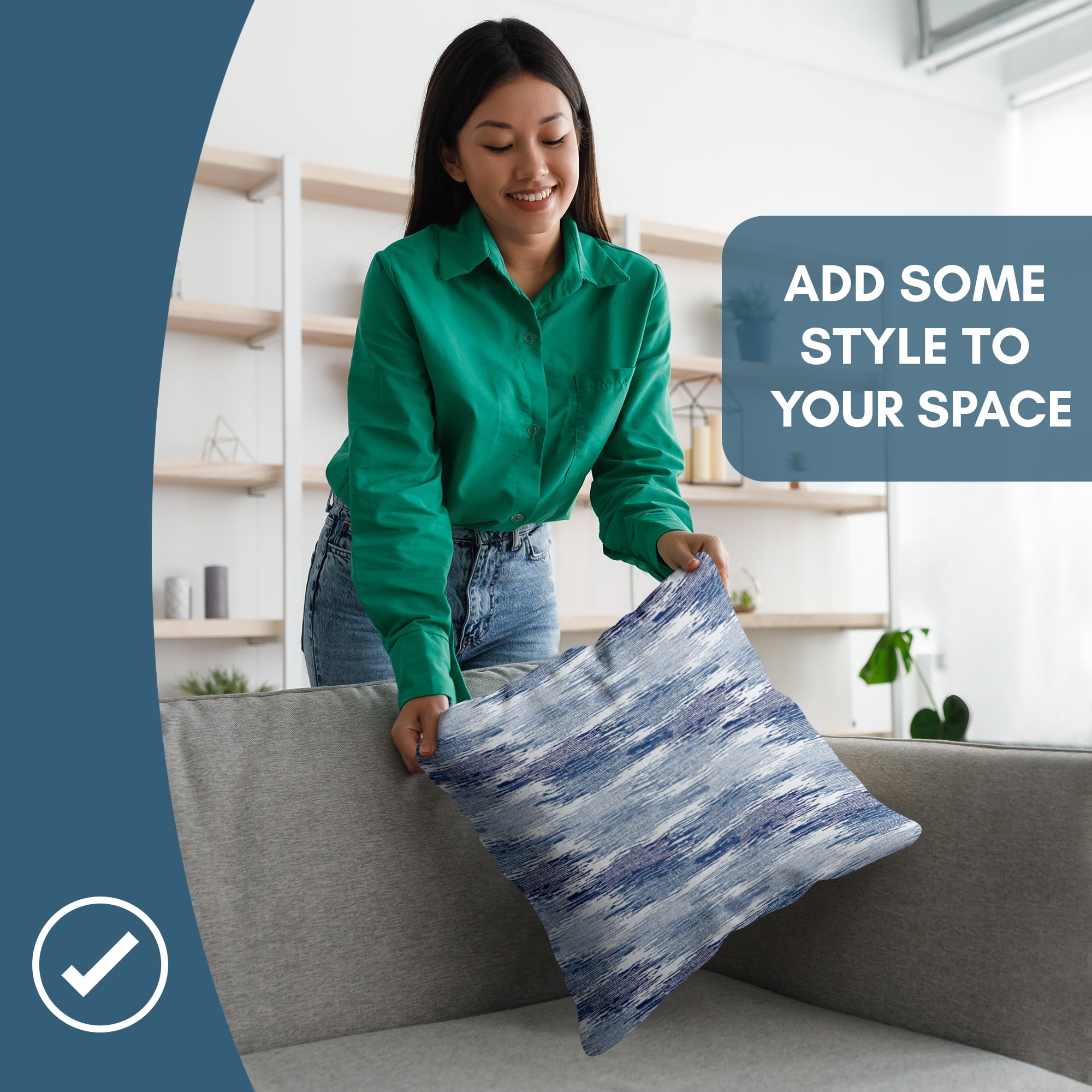 Americanflat 18"x18" Abstract Blurred Throw Pillow with Premium Polyester - Blue