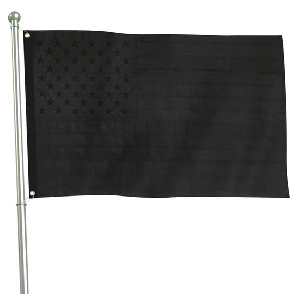 KEMNOLE 3x5 Ft All Black American Flag Printed -All Black 100D Polyester US Flag , Double Stitched with Brass Grommets