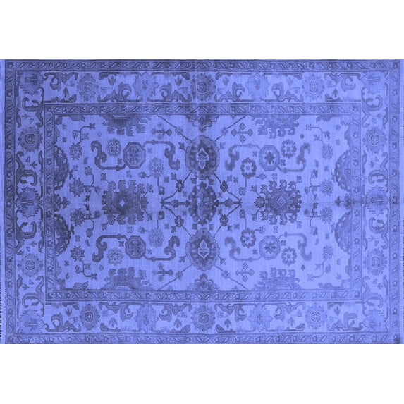 Ahgly Company Indoor Rectangle Oriental Blue Industrial Area Rugs, 7' x 10'