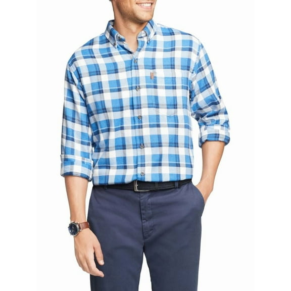 IZOD Men's Long Sleeve Button Down Shirt, True Blue, 4X-Large