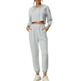 thumbnail image 1 of Conjuntos de sudaderas y pantalones de chándal para mujeres INSPIRE CHIC, sudadera corta y joggers largos, color gris, 1 of 6