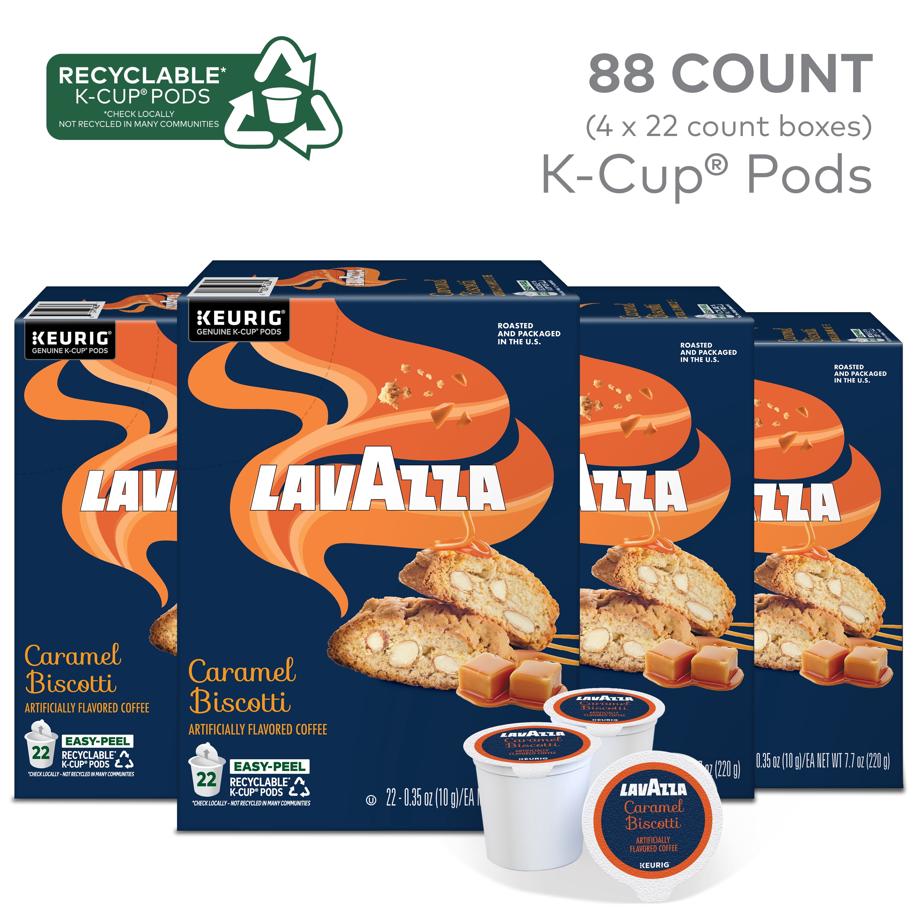 Lavazza Caramel Biscotti Keurig K-Cup® Pods, Light-Medium Roast, 100% Arabica (88 Pods)