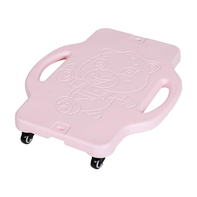 Tabla de patinete de suelo para niños, portátil, resistente, con ruedas, tabla para sentarse para actividades al aire libre, patio de juegos Rosa