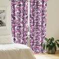 thumbnail image 2 of Ambesonne Floral Curtains, Print Neutral Colors Flowers, Pair of 28"x84", Hot Pink Charcoal Grey, 2 of 5