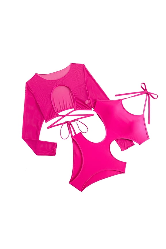 Women's Modest Full Coverage Swimsuit Spring Break Swimsuit Red M