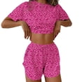 thumbnail image 4 of Womens Pajama Sets Cute Comfy Side Split Short 2 Piece Sexy Pajama Set Summer Pajamas for women Set Pink L, 4 of 4