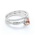 thumbnail image 2 of Gorgeous Art Deco 1.75 Carat Pear Cut Morganite And Diamond Moissanite Engagement Ring, One Matching Band, Twisted Band Wedding Ring in 925 Sterling Silver With 18k White Gold Plating Gift For Her, 2 of 3