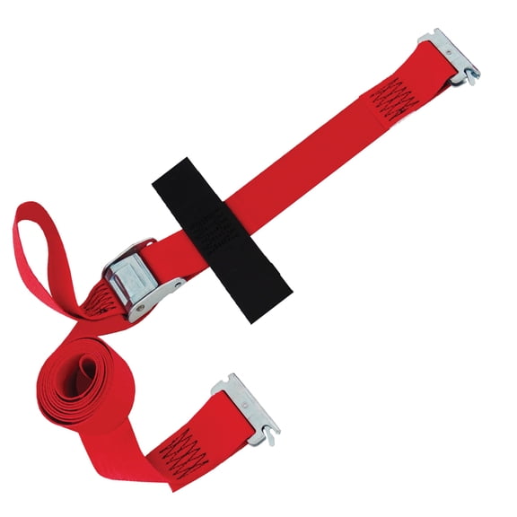 SNAP-LOC E Track Cam Straps with Hook & Loop Storage Fastener, Heavy Duty Polyester Construction, 2" x 8 ft, 3000 lb Break, 9 inch Lead End, E-Track Straps Accessories, Red CA1