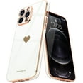thumbnail image 1 of Funda para iPhone 12 Pro Max para mujer y niña, diseño de corazón de amor, lujosa, con brillo, suave, con protección para cámara elevada, de silicona a prueba de golpes, color blanco, 1 of 8