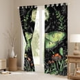 thumbnail image 3 of jejeloiu Natural Plant Mushroom Curtains and Drapes,Gothic Moth Black Out Curtains,Green Black Curtains Pack of 2 (52x63 Each) For Children,Breathable Home Decor, 3 of 6
