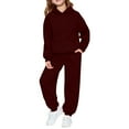 thumbnail image 2 of Toddler Boys Girls Sweatsuit Casual Y2k Cute 2 Piece Outfits for Teens Kids Sweatshirts and Sweatpants Joggers Set,Wine 12-13 Years, 2 of 7