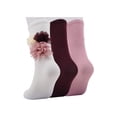 thumbnail image 5 of Weekend Academy Girls’ 3-Pack Floral Appliqué Crew Socks Sizes S-L, 5 of 6