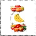 thumbnail image 1 of 2 Tier Metal Wire Fruit Baskets with Banana Tree, Detachable Fruit Organizerfor Countertop, White, 1 of 7