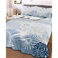 thumbnail image 3 of Quilts Twin Size Bedding Set, Blue Starfish Coastal Lightweight Quilted Comforter, Nautical Summer Beach Coral Shell Soft Reversible Bedspread Coverlet with Pillow Covers for All Season, 68" x 86", 3 of 7