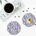 thumbnail image 5 of Fuzoiu Lavender Flowers Print Leather Coasters Set,Drink Coasters Set of 6,for Tabletop Protection, Durable PVC Coasters,Home Décor and Housewarming Gift,Octagon, 5 of 7
