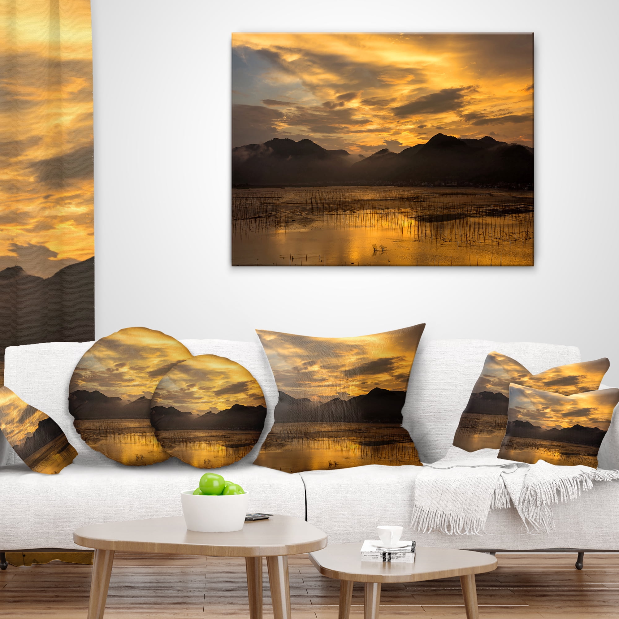 Designart Sunrise in Xiapu County - Landscape Photography Throw Pillow - 12x20