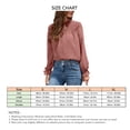 thumbnail image 4 of Women Ruffle Long Sleeve Shirt Casual Fashionable Crew Neck Shirred Pleated Solid Colour Top Blouse Rose Pink S, 4 of 6