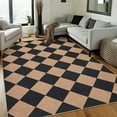 thumbnail image 2 of Haperlare 8'x10' Washable Jute Area Rugs Checkered Carpet, Non Slip Low Pile Rug Contemporary Indoor Outdoor Floor Mats for Living Room Bedroom Backyard, Black Coffee, 2 of 7