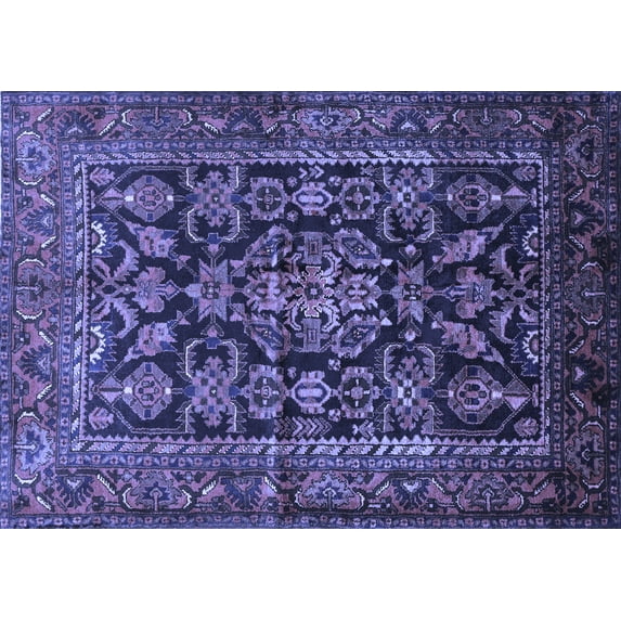 Ahgly Company Machine Washable Indoor Rectangle Persian Blue Traditional Area Rugs, 5' x 7'