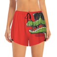 thumbnail image 2 of Balery Cool Crocodile With Sunglasses Pantalones cortos deportivos para mujer con forro y dos bolsillos, elásticos, para entrenamiento, gimnasio, yoga-Medium, 2 of 7