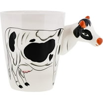 Servette Home Ceramic 3D Coffee Mug - Cute Cow Cup (White)