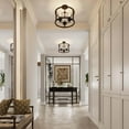 thumbnail image 3 of ACROMA Moulins 3-light Modern Farmhouse Semi-Flush Mount Ceiling Lights with UL Certified - 15'' Weathered Walnut Distressed, Matte Gold, Brass,, 3 of 5