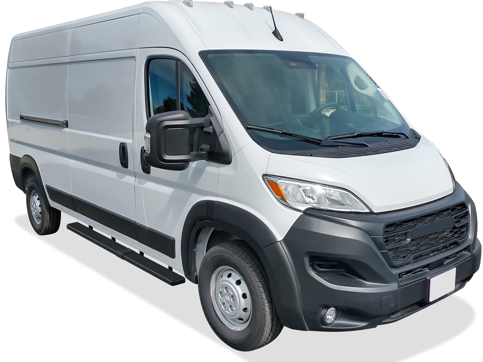 APS Running Boards 5in Black Compatible with Ram ProMaster 2014-2025 Full Size Van 136 inches 159 inches Wheelbase 3-Door (Nerf Bars Side Steps Side Bars)