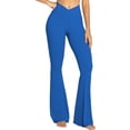 thumbnail image 5 of Womens Flare Leggings with Tummy Control Crossover Waist and Wide Leg, 5 of 14