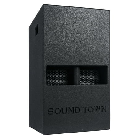 Sound Town 1400 Watts 12” Powered PA DJ Subwoofer with 2 Speaker Outputs, Folded Horn Design, for Live Sound, Stage, Church, Lounge, Bar