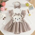 thumbnail image 2 of Gerichy Newborn Baby Girl Fall Winter Outfit Set Plaid Romper Dress Ruffles Long Sleeve Clothes Jumpsuit with Bow Headband 0-18 Months, 2 of 7