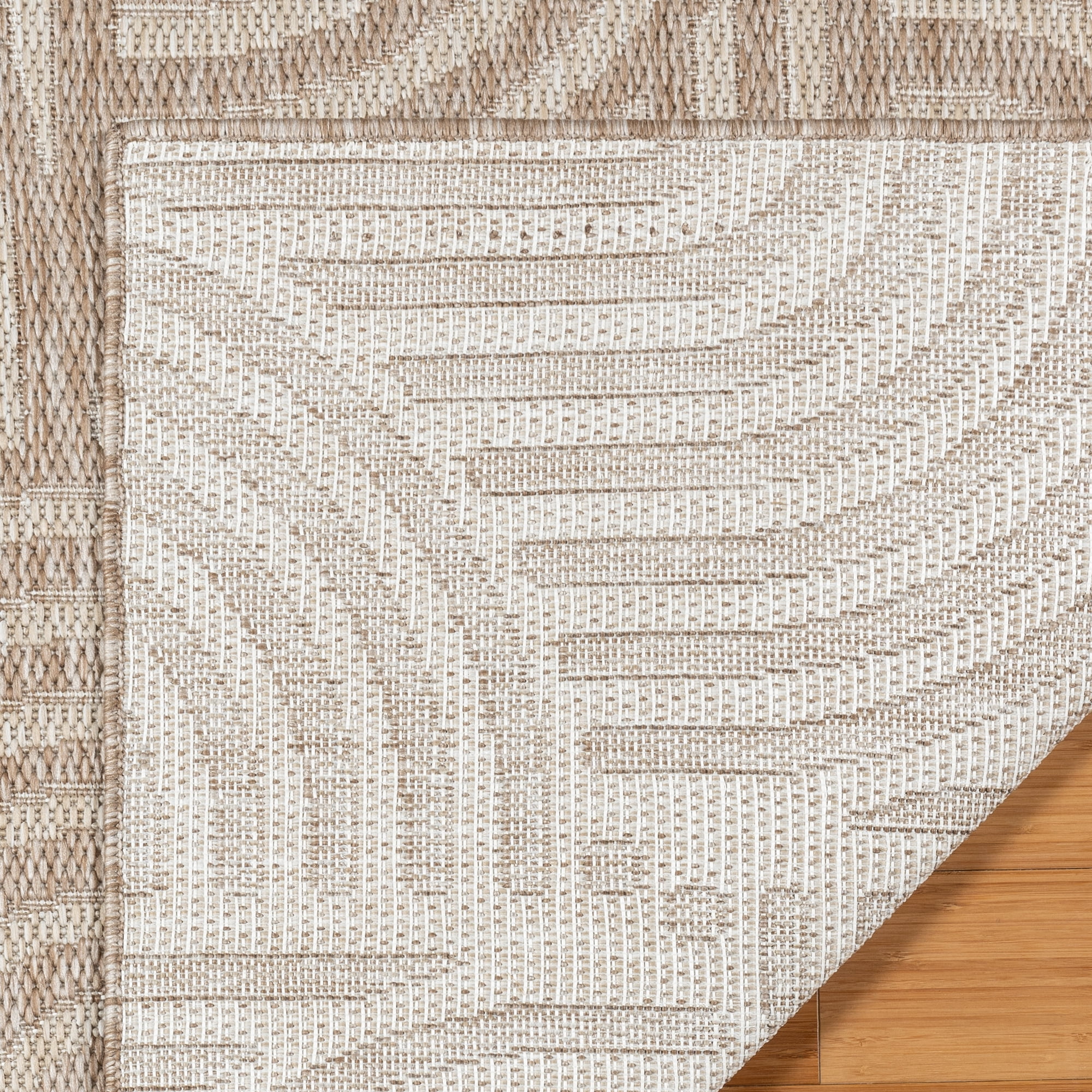 Savara Nima Indoor/ Outdoor Polypropylene Beige Flat Weave Area Rug, 6x9