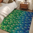 thumbnail image 3 of Area Rug 48×72in, Retro Peacock Texture Pattern Floor Carpet Living Room Rug, Green Blue Non-Slip Welcome Mat Indoor Rugs for Bedroom Dining Room, 3 of 9
