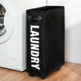 thumbnail image 6 of DOKEHOM 25-Inches Slim Laundry Basket on Wheels, Collapsible Rolling Laundry Hamper, Foldable Narrow Corner Clothes Storage Bins (Black), 6 of 11