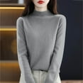 thumbnail image 5 of Sweaters for Women Turtleneck Warm Sweater Long Sleeve Tops Casual Soft Lightweight Shirts Gray S, 5 of 5