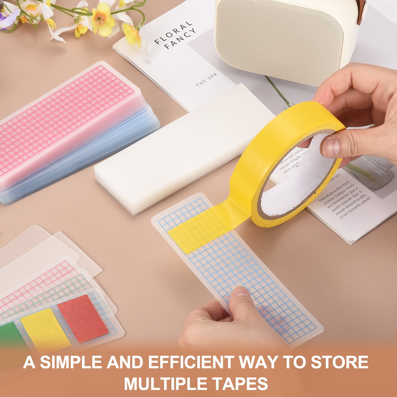 80Pcs Washi Tape Cards, 5.9 x 2 Inch Washi Tape Boards Storage Organizer Sample Board with Arc Corner for Scrapbooking Travel Journal Home Office Supplies DIY Crafts, Pink