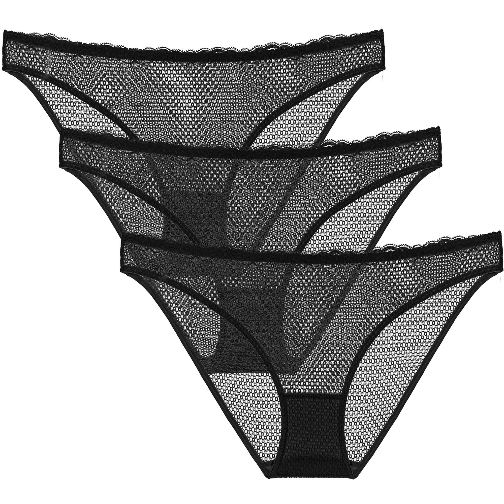 Wingslove Women's 3 Pack Bikini Panties See Through Hipster Underwear